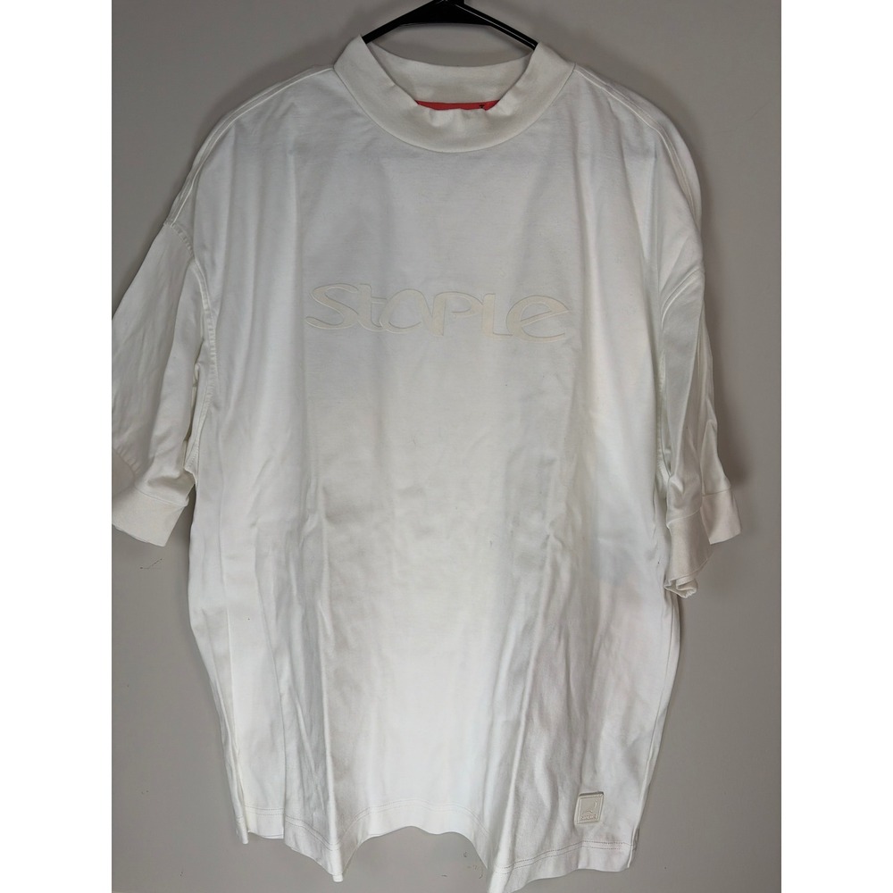 Staple Pigeon Mens XL Off White Embossed Logo Mock Neck T-Shirt SPCG-TS-01